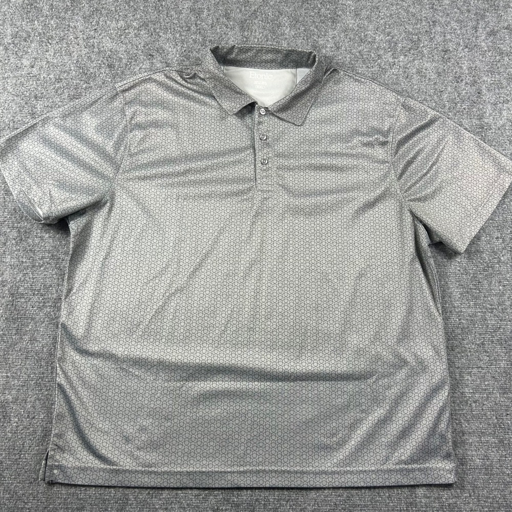 Etonic Golf Polo Mens XXL Gray Geometric Honeycomb Performance Short Sleeve‎